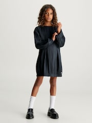 Calvin Klein Jeans Black Festive Plisse Dress - Image 1 of 6