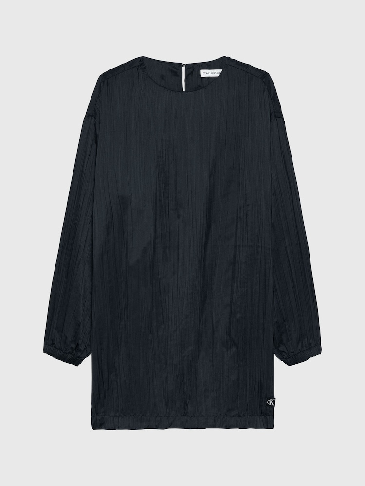 Calvin Klein Jeans Black Festive Plisse Dress - Image 6 of 6 Calvin Klein Jeans Black Festive Plisse Dress - Image 6 of 6