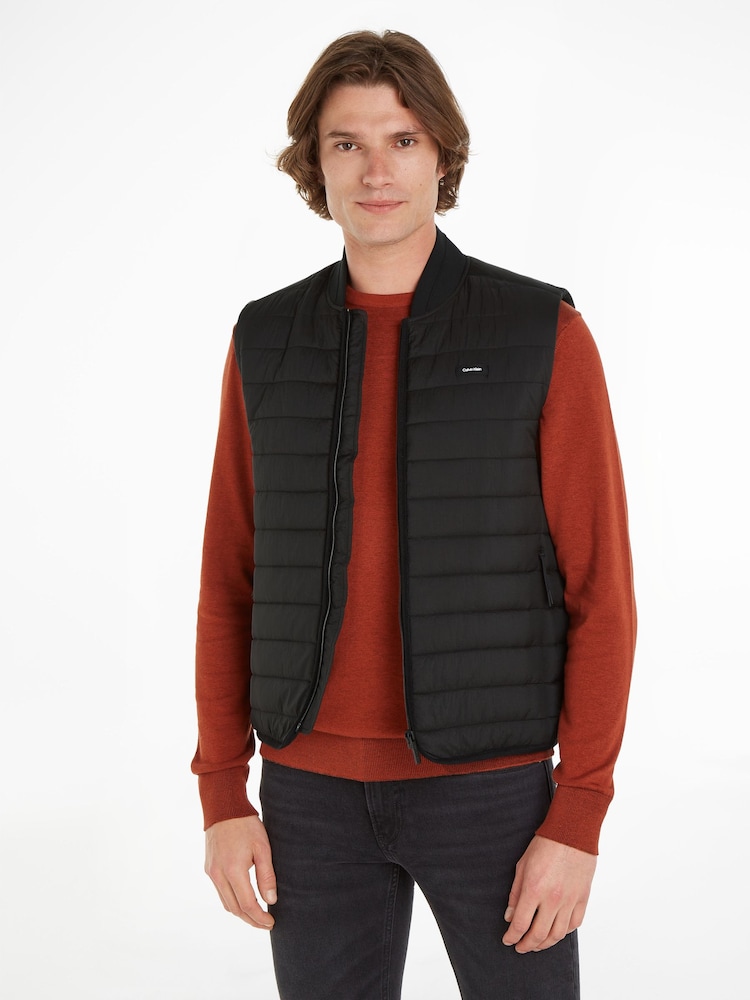 Calvin Klein Black Crinkle Quilt Gilet - Image 1 of 6