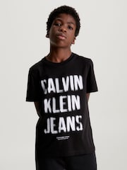 Calvin Klein Jeans 100% Cotton Pixel Logo Black T-Shirt - Image 1 of 5