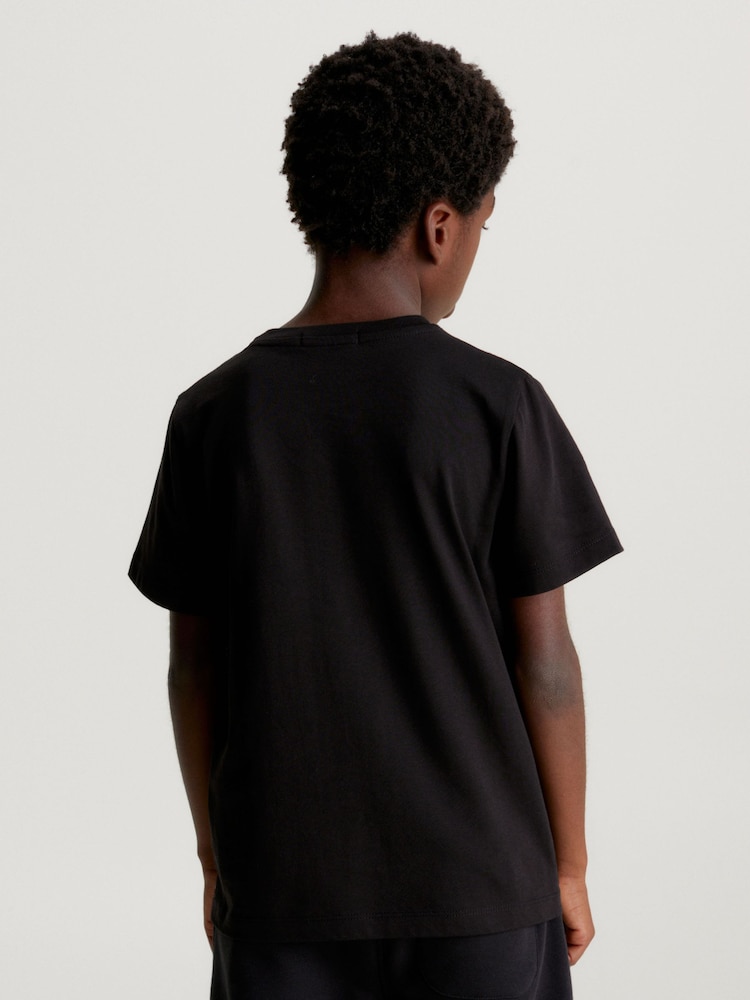 Calvin Klein Jeans 100% Cotton Pixel Logo Black T-Shirt - Image 2 of 5