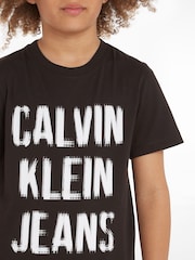Calvin Klein Jeans 100% Cotton Pixel Logo Black T-Shirt - Image 4 of 5