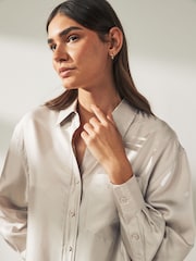 Calvin Klein Grey Silk Relaxed Shirt - Image 3 of 5