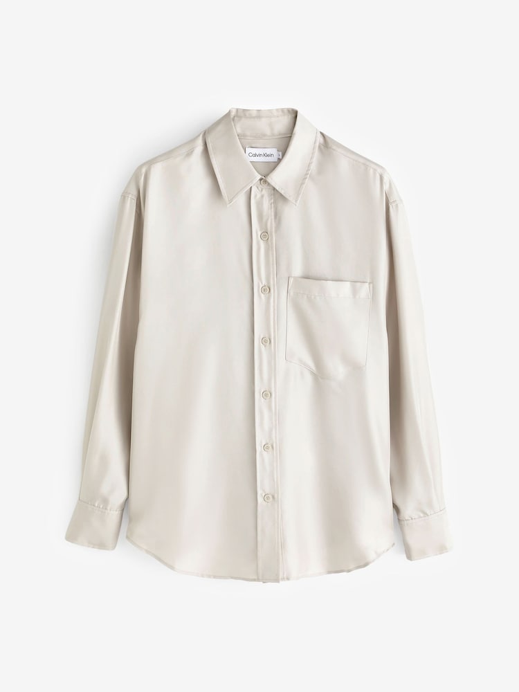 Calvin Klein Grey Silk Relaxed Shirt - Image 5 of 5