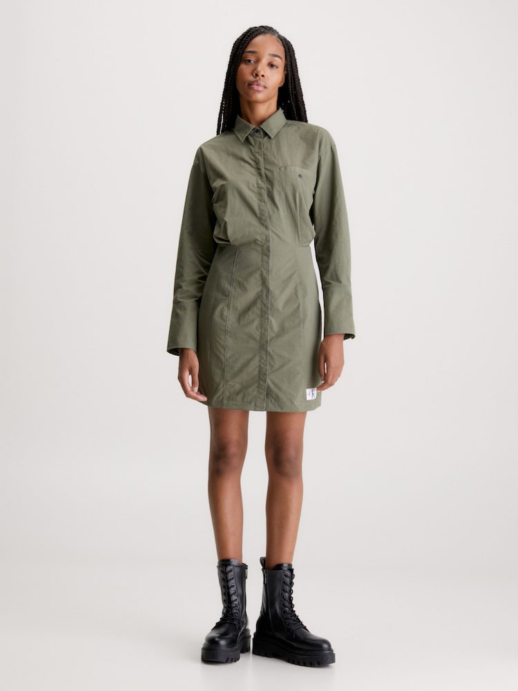 Calvin Klein Jeans Green Soft Shirt Dress - Image 1 of 6