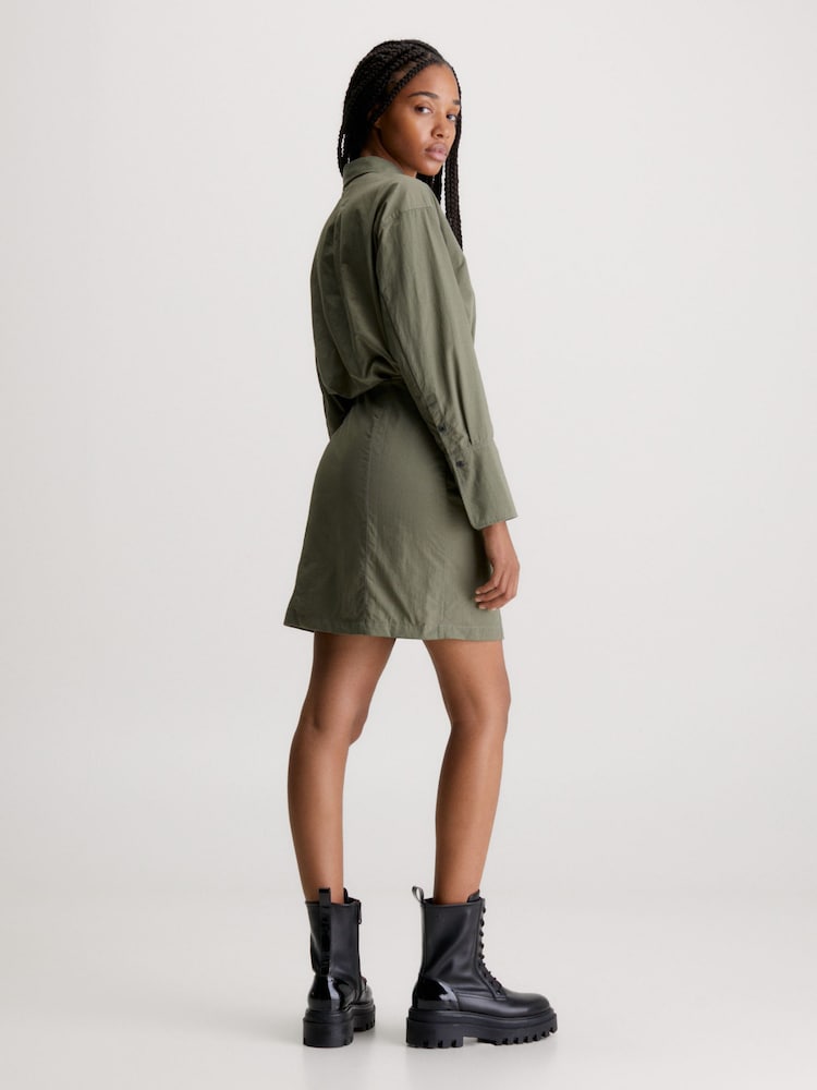 Calvin Klein Jeans Green Soft Shirt Dress - Image 2 of 6