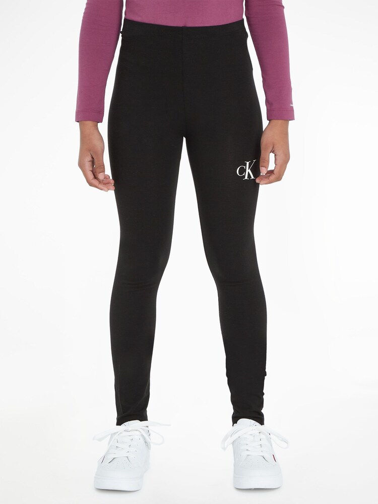 Calvin Klein Jeans Black Monogram Logo Leggings - Image 1 of 6