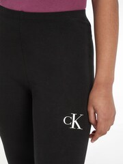 Calvin Klein Jeans Black Monogram Logo Leggings - Image 3 of 6
