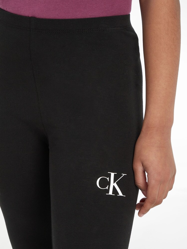 Calvin Klein Jeans Black Monogram Logo Leggings - Image 3 of 6