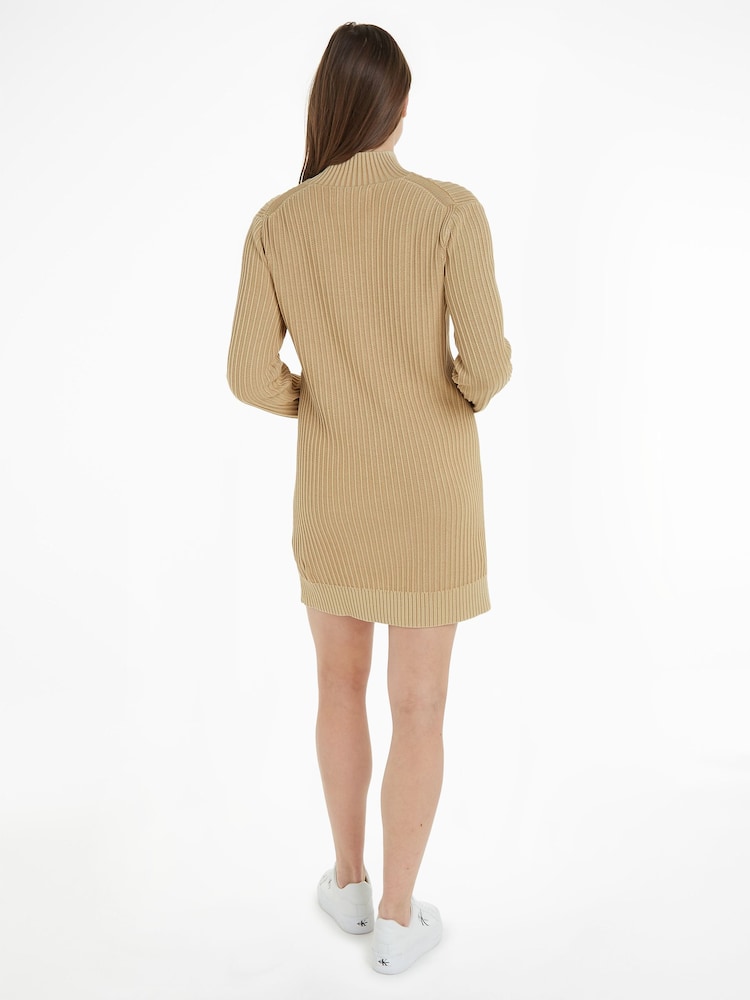 Rochie cu emblemă țesută Pulover Natural din țesătură Calvin Klein Jeans - Image 2 of 6