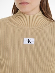 Rochie cu emblemă țesută Pulover Natural din țesătură Calvin Klein Jeans - Image 3 of 6
