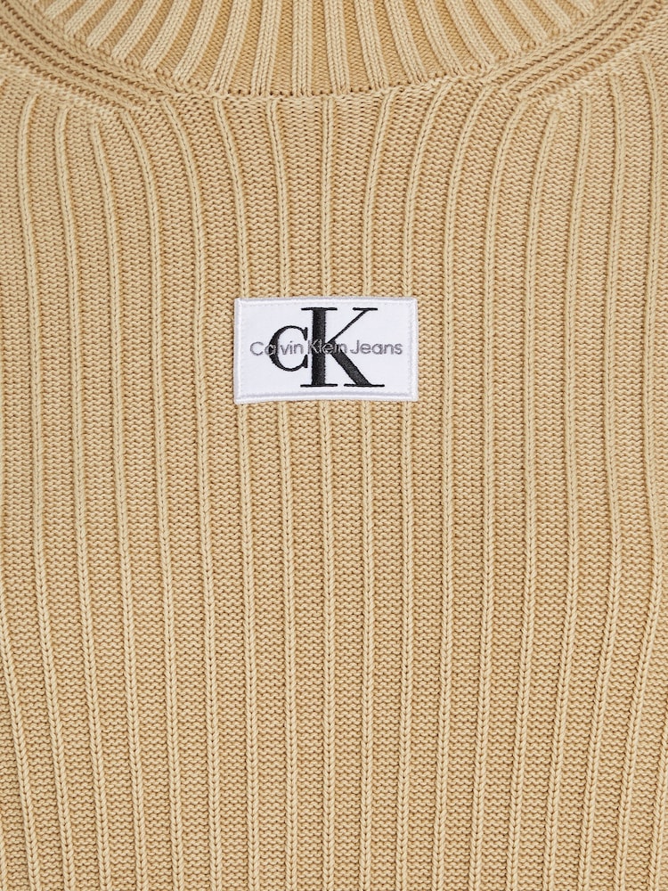 Rochie cu emblemă țesută Pulover Natural din țesătură Calvin Klein Jeans - Image 6 of 6