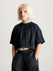 Calvin Klein Jeans Black Festive Plisse Top - Image 1 of 6