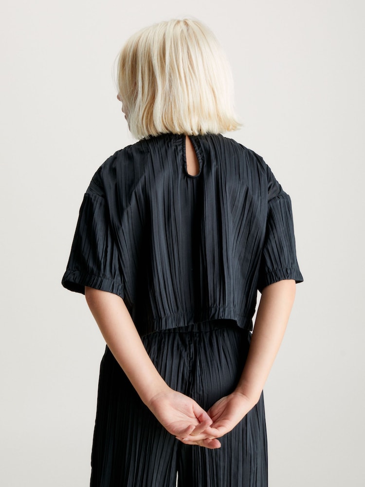 Calvin Klein Jeans Black Festive Plisse Top - Image 2 of 6