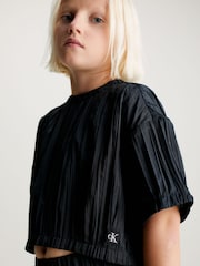 Calvin Klein Jeans Black Festive Plisse Top - Image 3 of 6