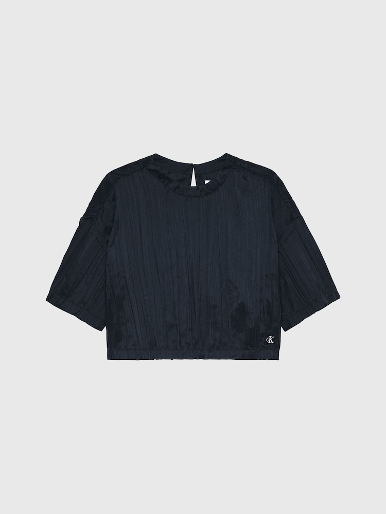Calvin Klein Jeans Black Festive Plisse Top - Image 6 of 6 Calvin Klein Jeans Black Festive Plisse Top - Image 6 of 6