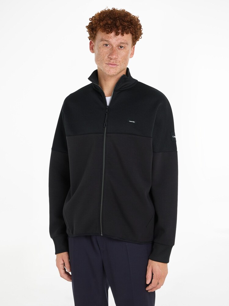 Calvin Klein Black Mix Media Interlock Jacket - Image 1 of 6