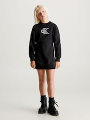 Calvin Klein Jeans obleka v kovinskem odtenku z monogramom - Slika 1 iz 6