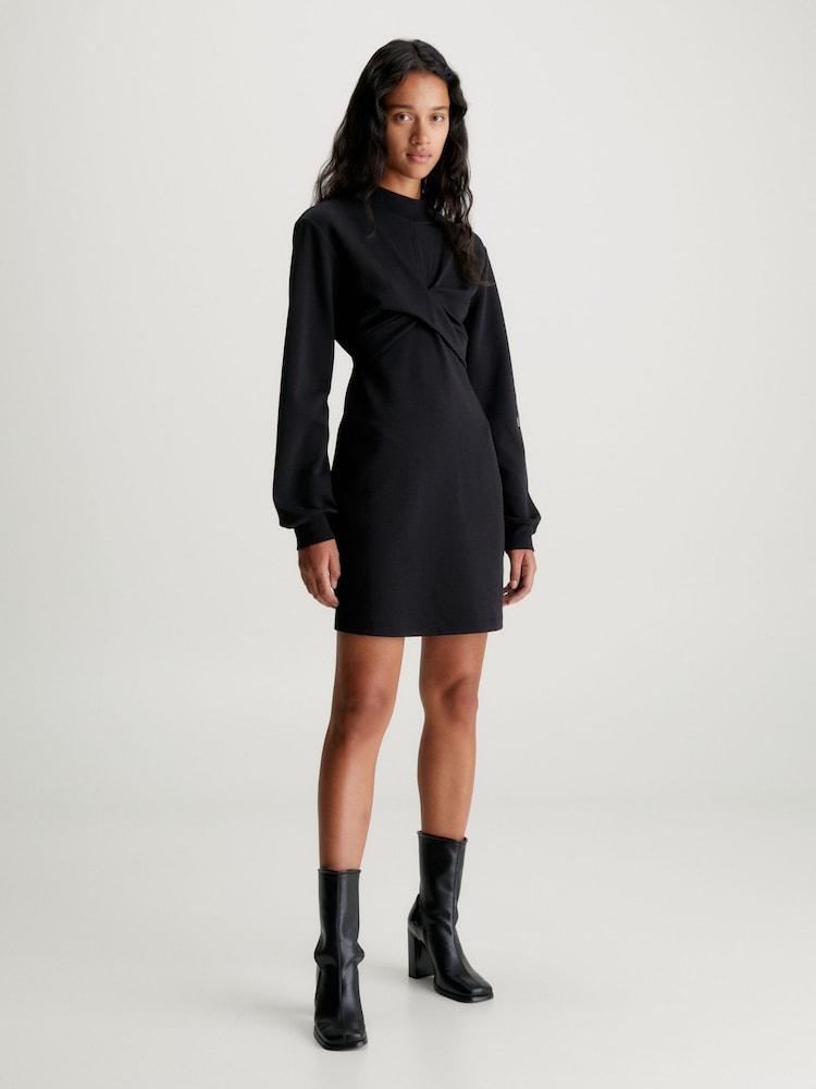 Calvin Klein Jeans Wrap Sweater Black Dress - Image 1 of 5 Calvin Klein Jeans Wrap Sweater Black Dress - Image 1 of 5