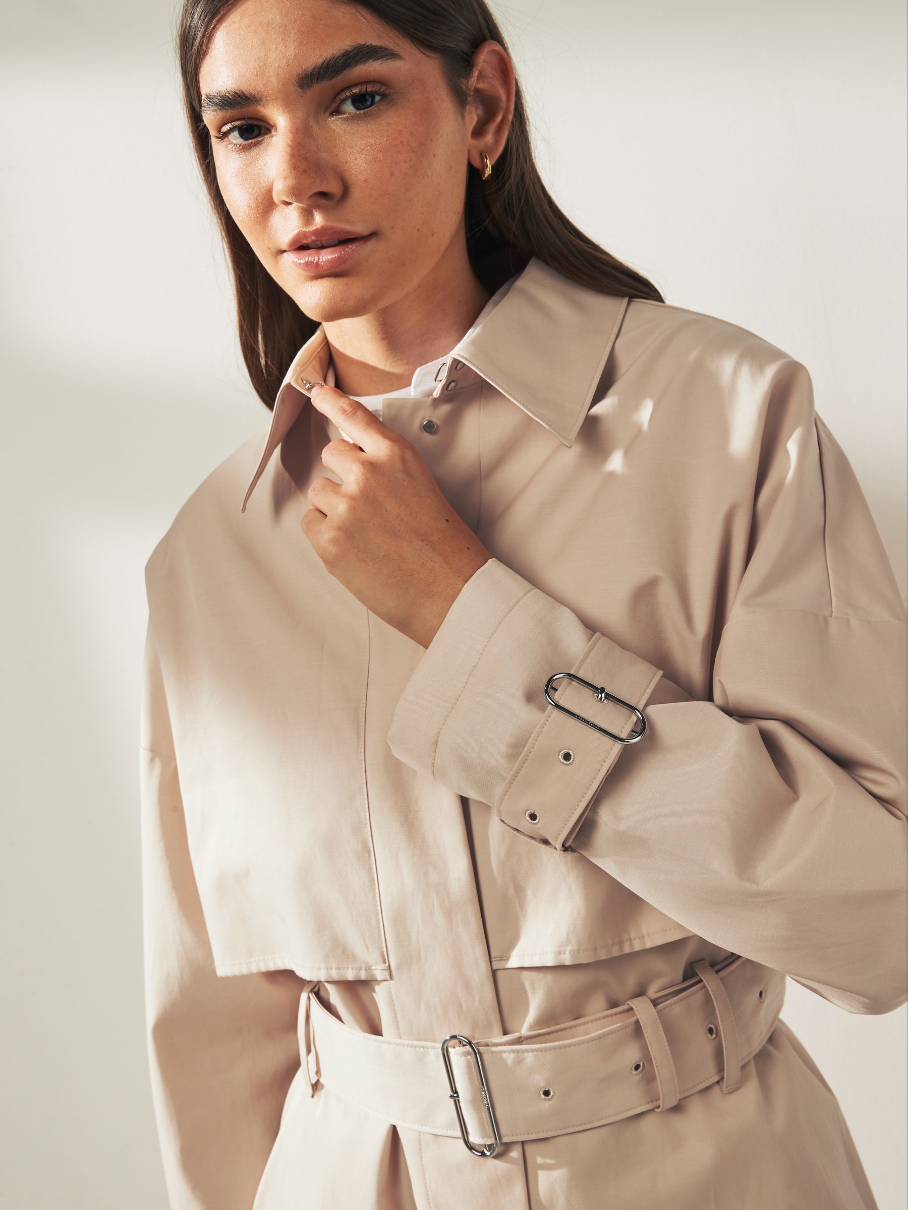 Calvin Klein Cream Tech Cotton Trench Coat