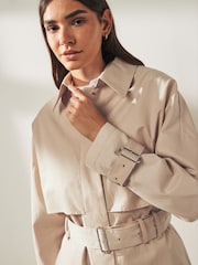 Calvin Klein Cream Tech Cotton Trench Coat - Image 5 of 8
