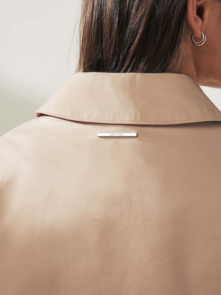 Calvin Klein Cream Tech Cotton Trench Coat - Image 7 of 8