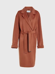 Calvin Klein Brown Wool Belted Wrap Coat - Image 1 of 4