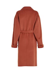 Calvin Klein Brown Wool Belted Wrap Coat - Image 2 of 4