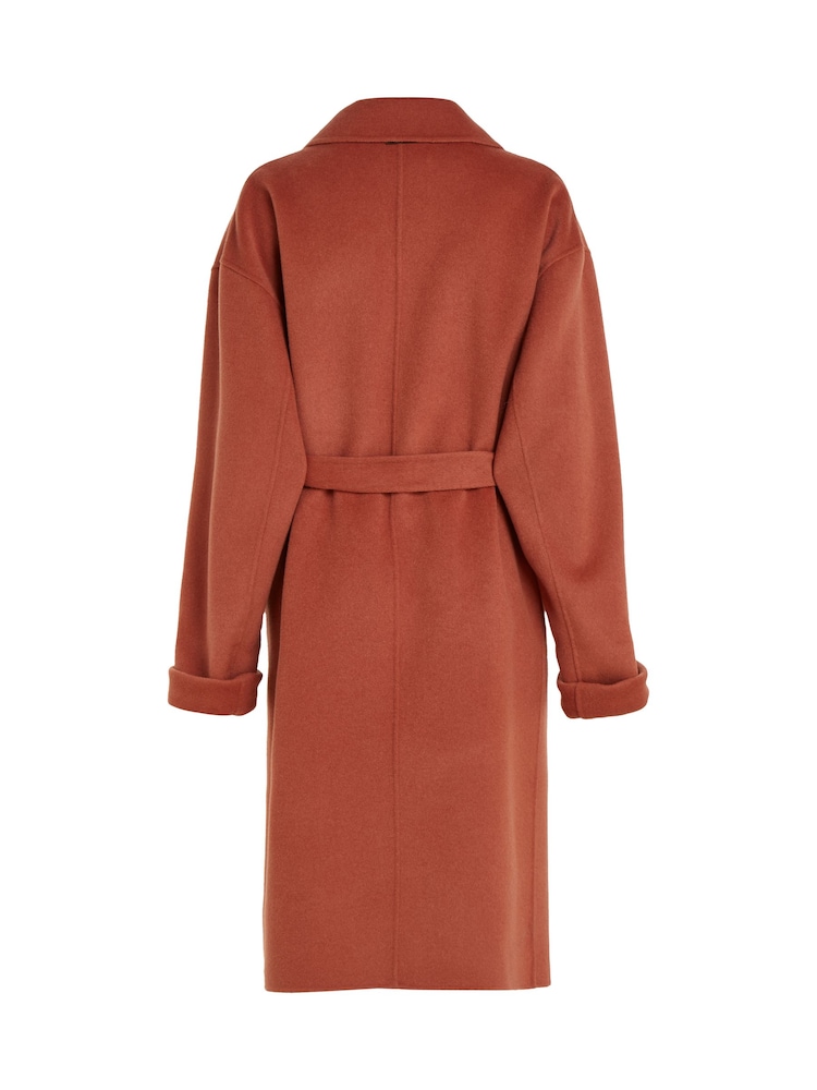 Calvin Klein Brown Wool Belted Wrap Coat - Image 2 of 4