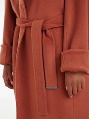 Calvin Klein Brown Wool Belted Wrap Coat - Image 3 of 4