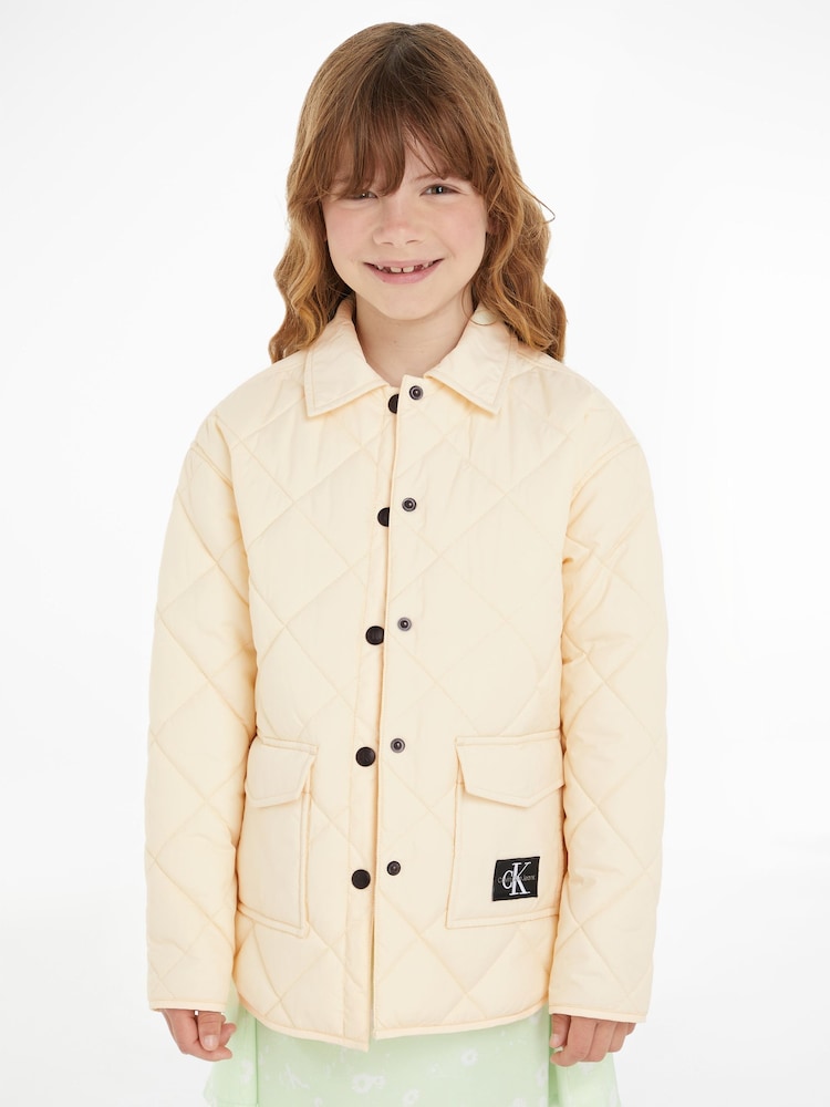 Calvin Klein Jeans Cream Quilted Jacket - Image 1 of 6