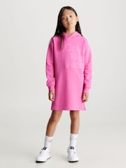 Calvin Klein Jeans Pink 100% Cotton Puff Hero Logo Sweat Dress - Image 1 of 6