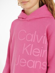 Calvin Klein Jeans Pink 100% Cotton Puff Hero Logo Sweat Dress - Image 3 of 6