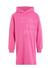 Calvin Klein Jeans Pink 100% Cotton Puff Hero Logo Sweat Dress - Image 4 of 6