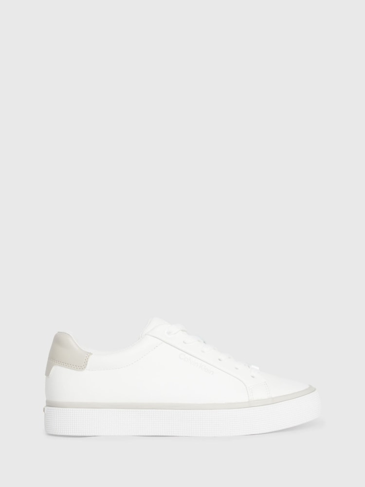 Calvin Klein White Vulcanised Diamond Trainers - Image 1 of 6