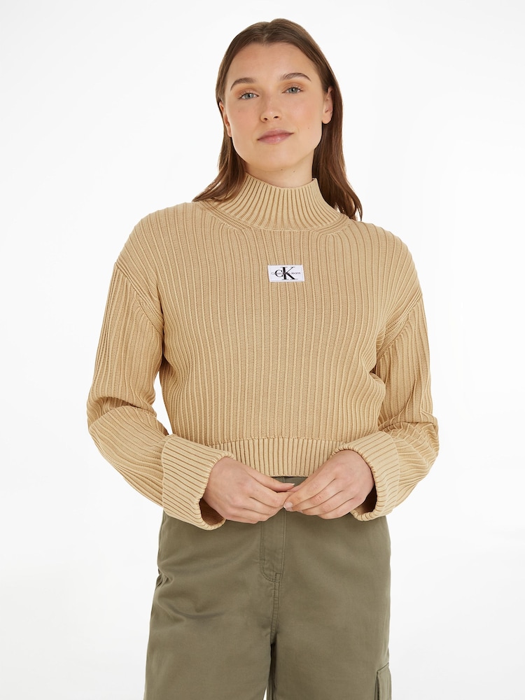 Calvin Klein Jeans Washed Monologo Natural Sweater - Image 1 of 6