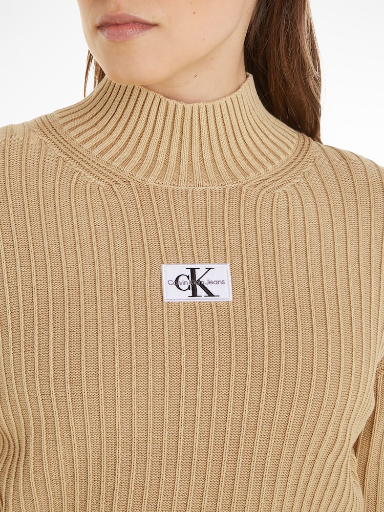 Calvin Klein Jeans Washed Monologo Natural Sweater - Image 3 of 6