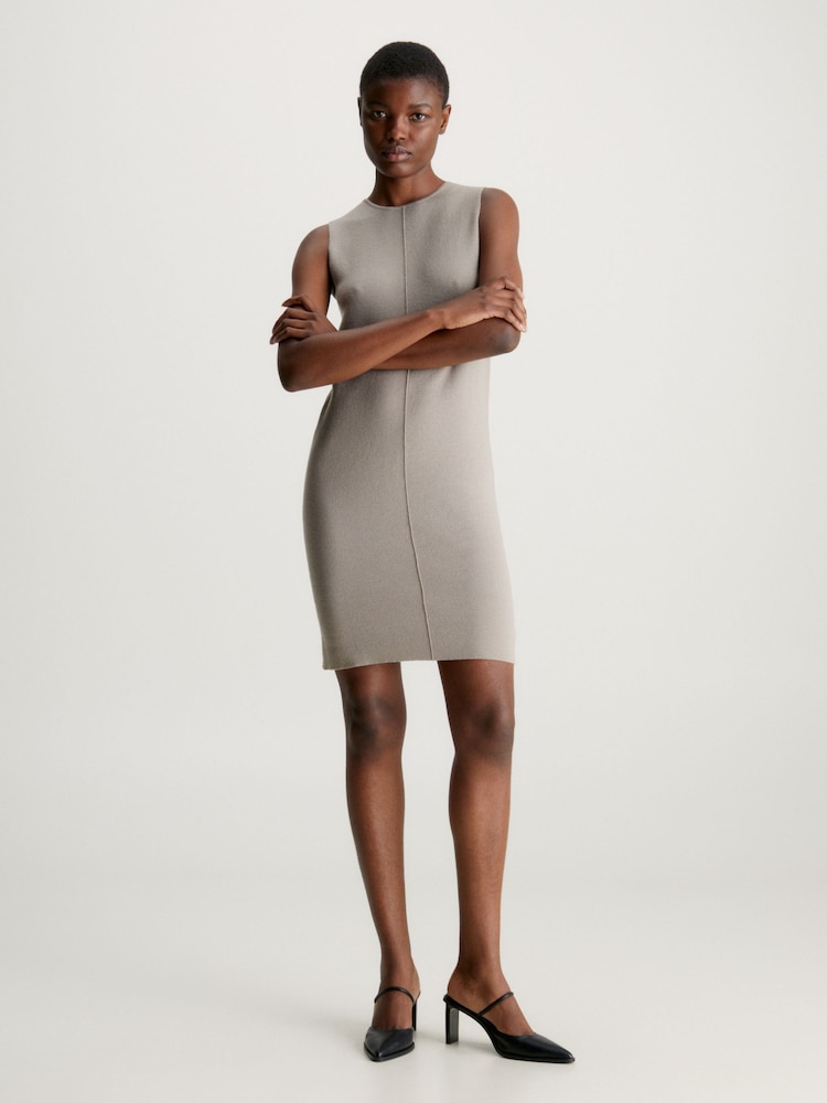 Calvin Klein Brown Fine Wool Shift Dress - Image 1 of 5 Calvin Klein Brown Fine Wool Shift Dress - Image 1 of 5
