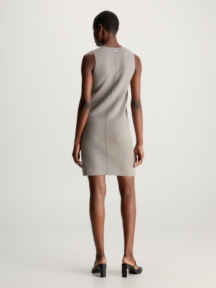 Calvin Klein Brown Fine Wool Shift Dress - Image 2 of 5 Calvin Klein Brown Fine Wool Shift Dress - Image 2 of 5