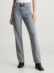 Calvin Klein Jeans Grey High Rise Straight 100% Cotton Jeans - Image 1 of 5