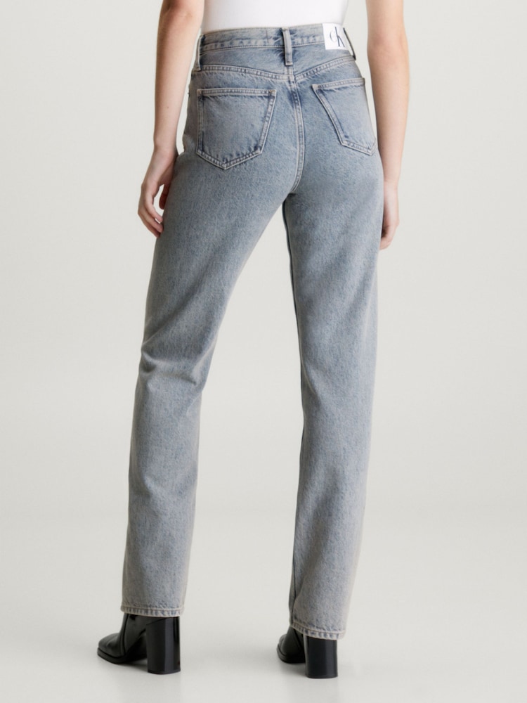 Calvin Klein Jeans Grey High Rise Straight 100% Cotton Jeans - Image 2 of 5