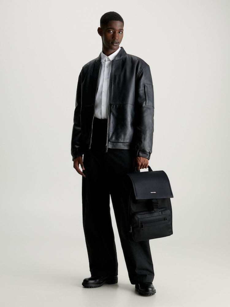 Calvin Klein Black Elevated Flap Backpack - Image 2 of 5