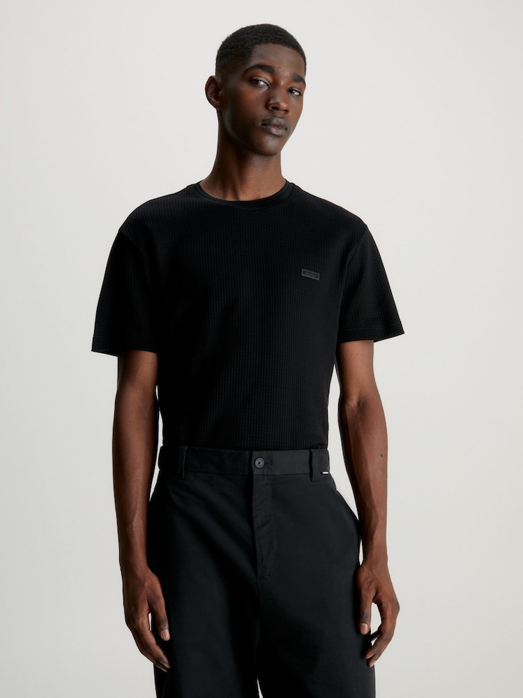 Calvin Klein Black 100% Cotton Waffle T-Shirt - Image 1 of 5