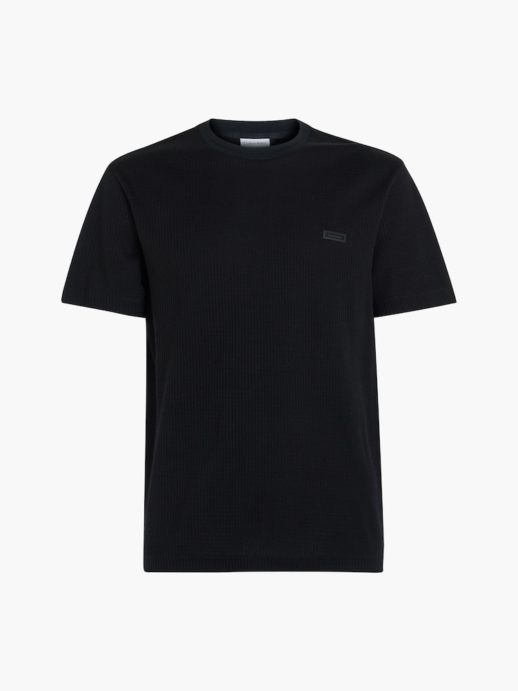 Calvin Klein Black 100% Cotton Waffle T-Shirt - Image 5 of 5