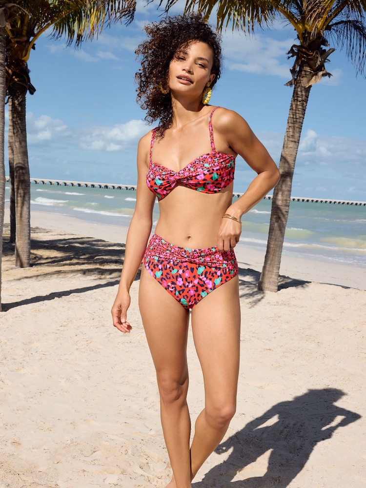 Love & Roses Red Animal High Waisted Bikini Bottom - Image 4 of 4