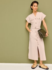 Neutrale Farbe - Zweckmäßiges Midikleid - Bild 2 von 6