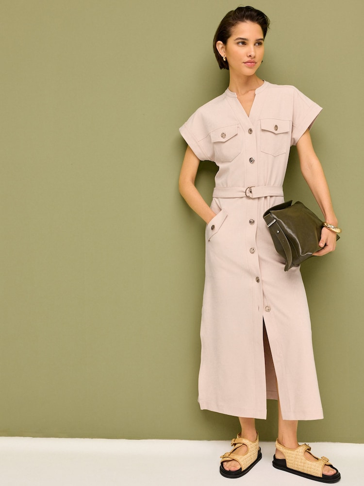 Neutrale Farbe - Zweckmäßiges Midikleid - Bild 2 von 6