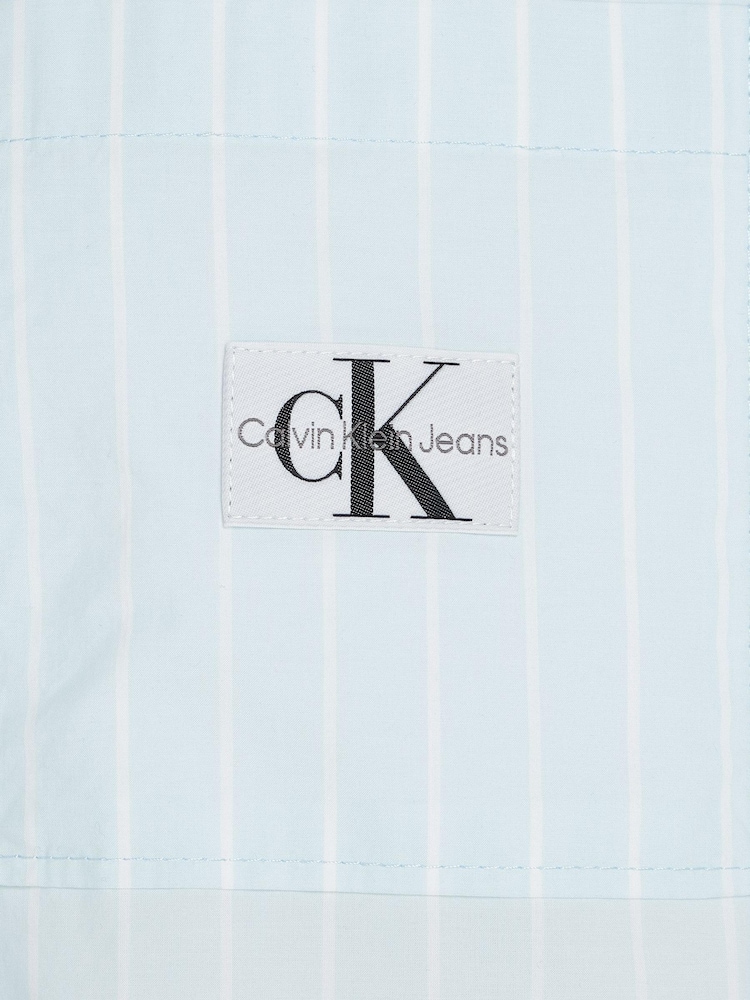 Calvin Klein Jeans Blue Woven Label Cropped Shirt - Image 3 of 3