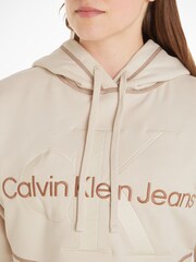 Calvin Klein Jeans Cream Monologo Cropped Hoodie - Image 3 of 6