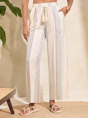 Love & Roses Blue Tie Front Wide Leg Trousers - Image 1 of 4